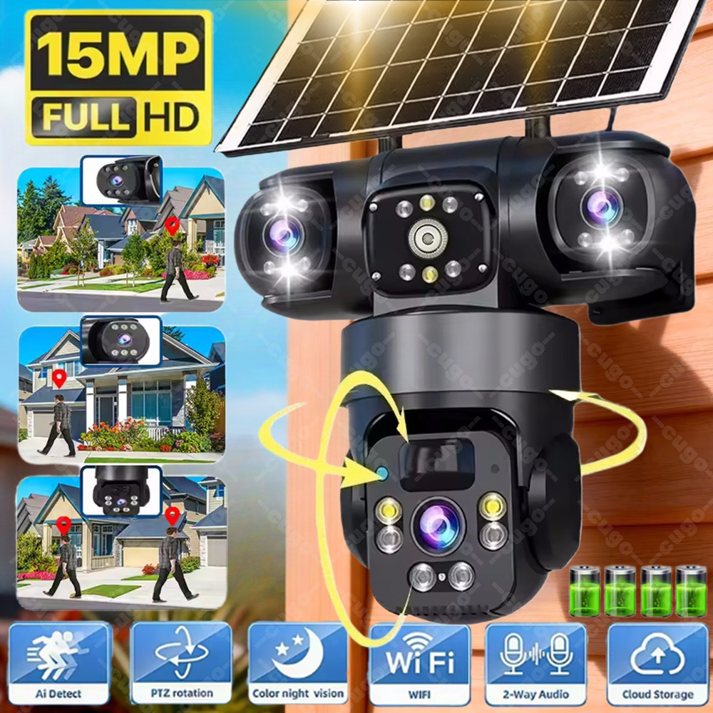 Jinko Solar Panel Cheetah - Kamera V380 3-ekranowa 3-obiektywowa WIFI Solarna